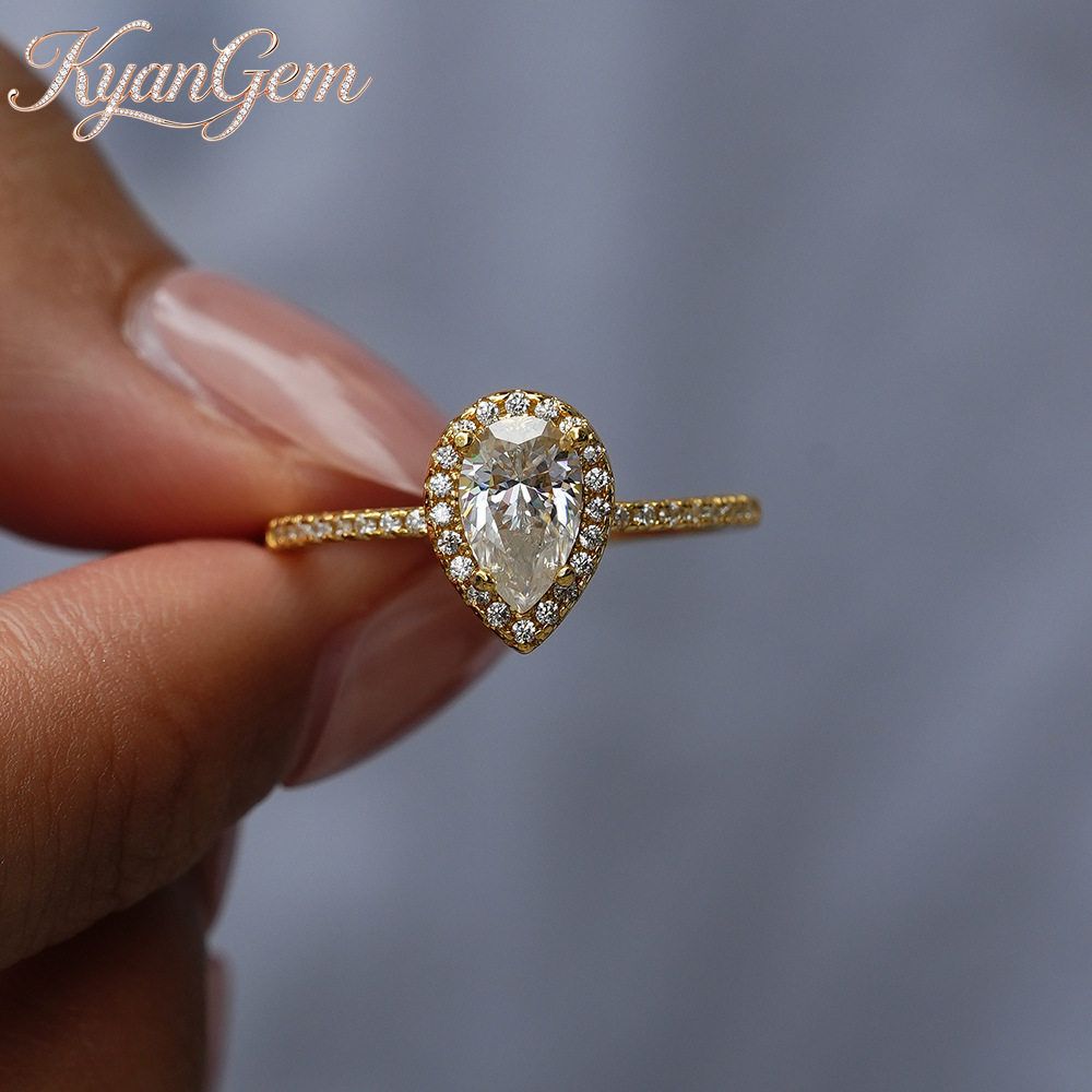 Moissanite Engagement Ring 1 Carat - KyanGem – bague en or véritable