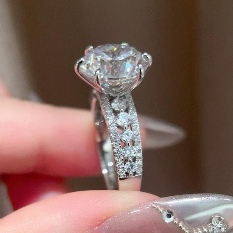 Moissanite Engagement Ring 1 Carat - Bague pour femme en argent sterling