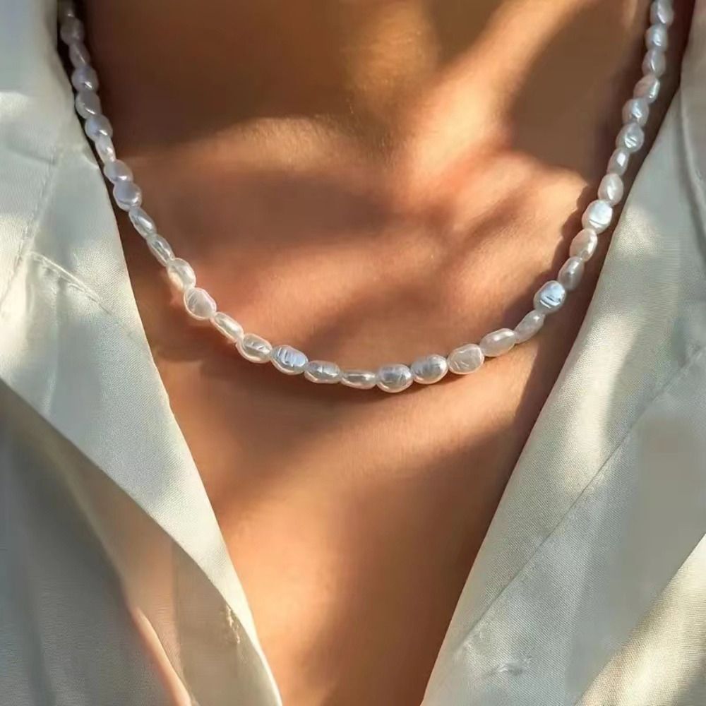 Pearl Choker Necklace Vintage - Collier ras du cou simple en