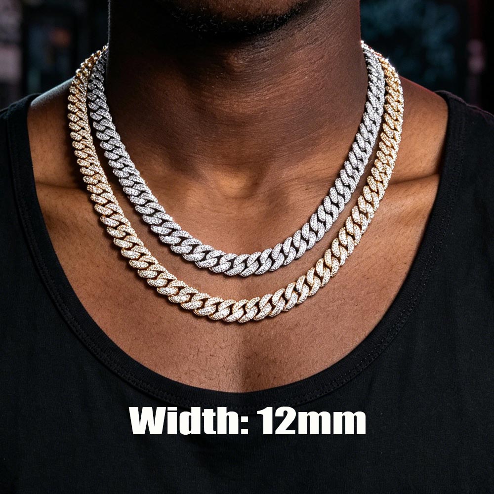 Cuban Link Chain 12Mm - Collier chaîne cubaine en diamant CZ