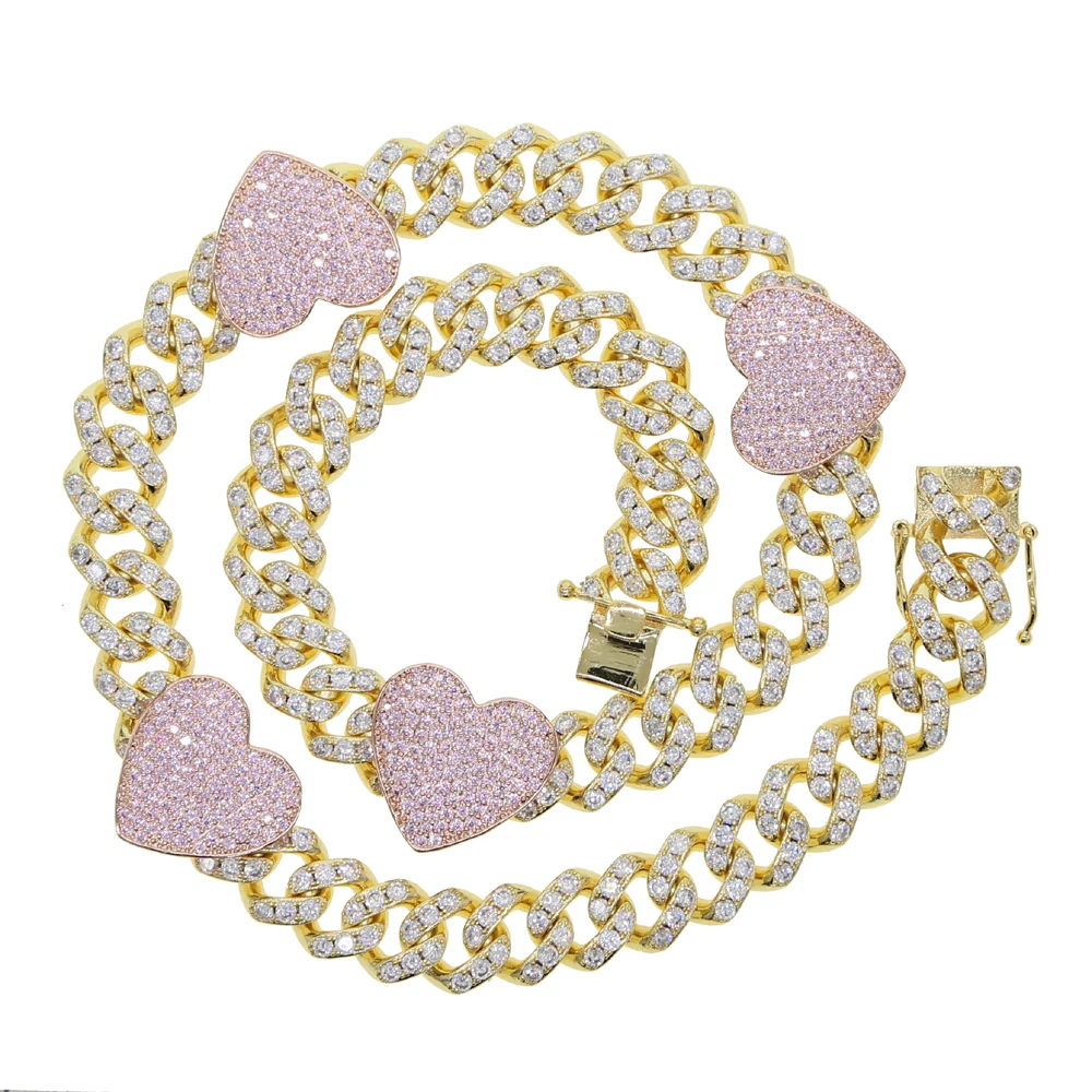 Cuban Link Chain 12Mm - Collier ras du cou en zircon