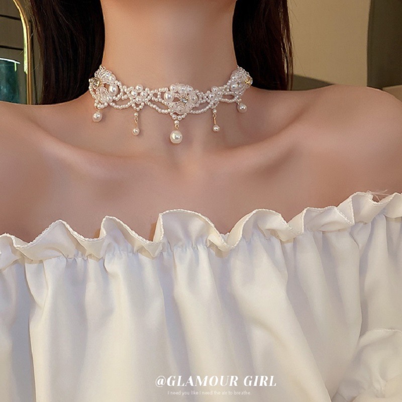 Pearl Choker Necklace Vintage - Collier ras du cou en perles