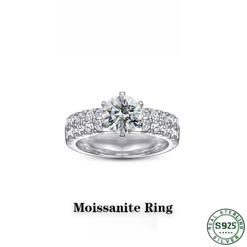 Moissanite Engagement Ring 1 Carat - Bague en argent 100% S925 avec