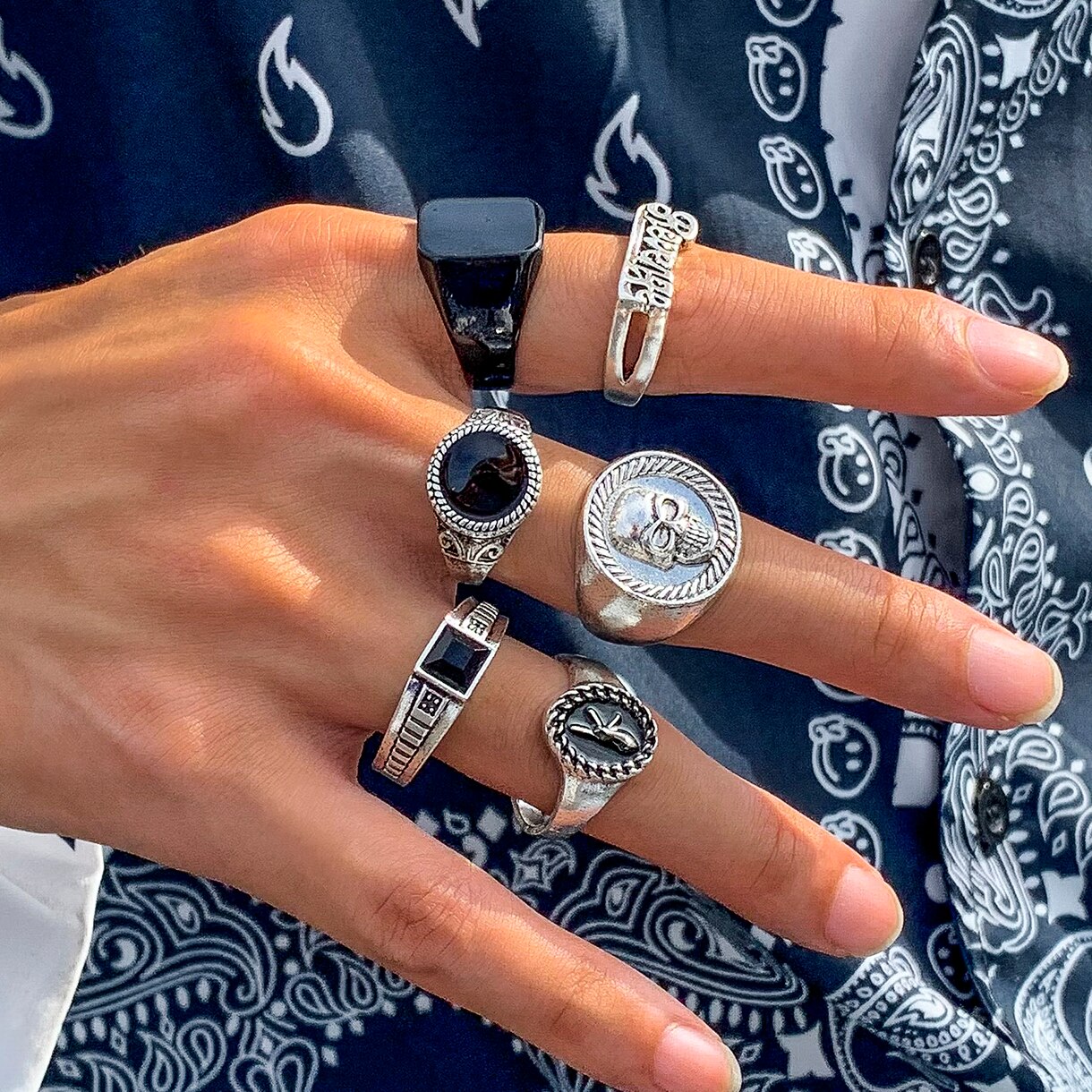 Ensemble d'anneaux de document - Vintage Punk Knuckle Rings Set avis et prix