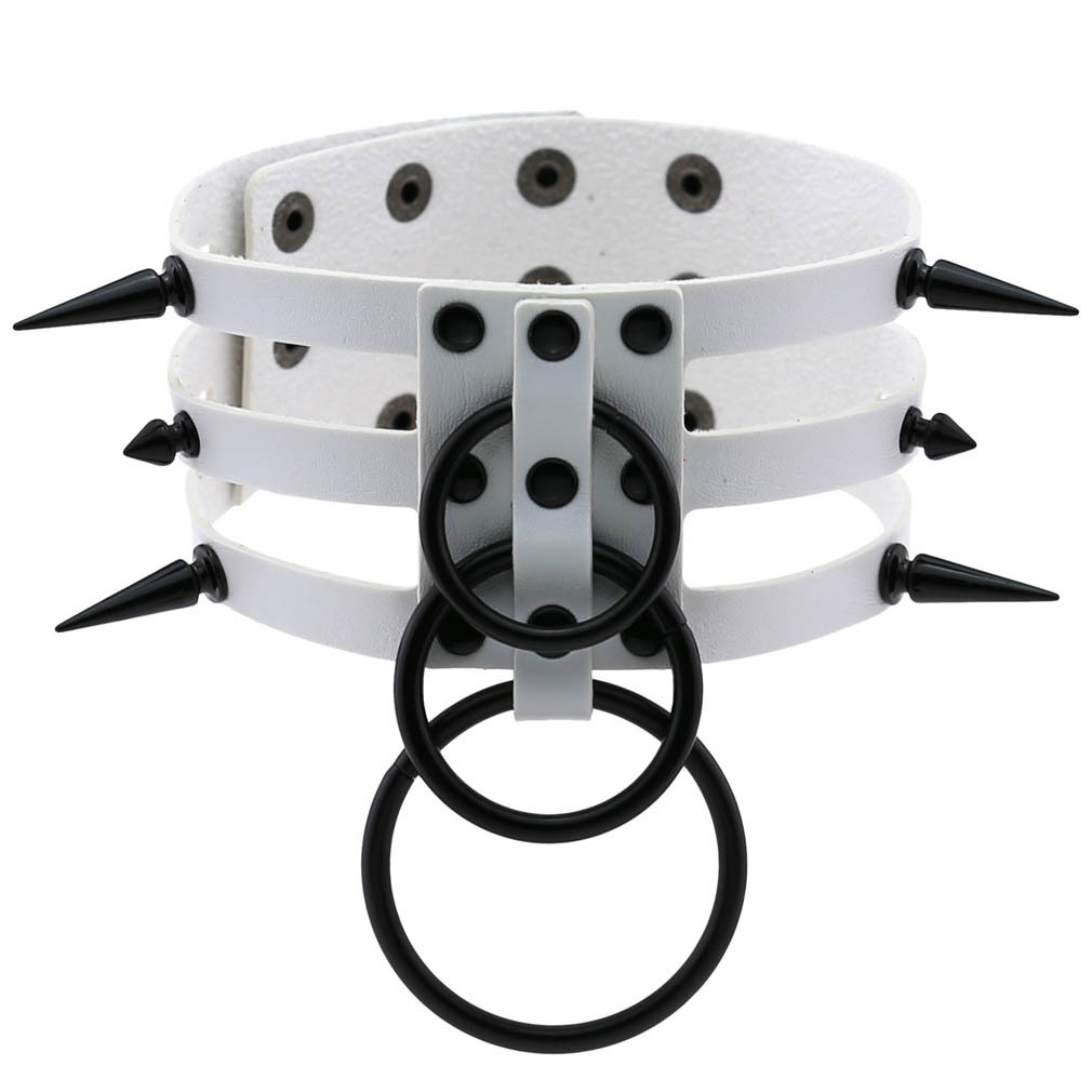 Collier ras du cou en cuir noi - Goth Punk Spike Choker avis et prix